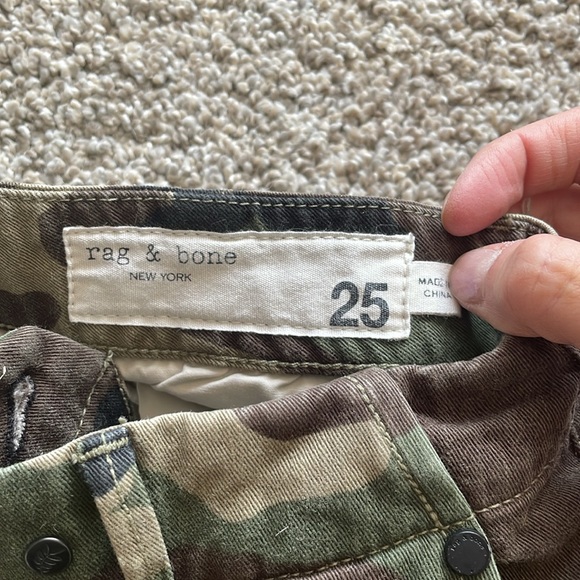 rag & bone Buckley Green Camo Straight Leg Raw Hem High Rise Chino Pant - Picture 7 of 13